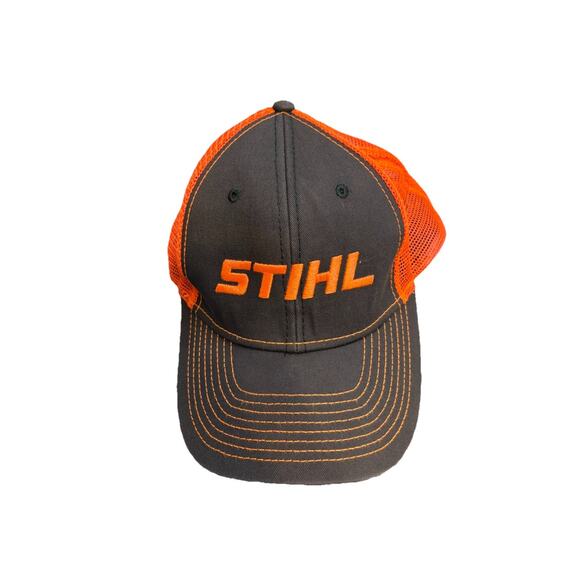STIHL Outfitters Truckers Snapback Mesh Baseball Cap Hat Neon Orange Black OSA - Picture 1 of 2